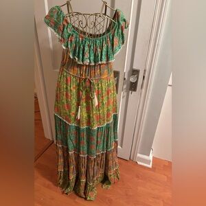 Miss June Paris Bohemian Floral Tiered Maxi Dress - Sequin Embellished